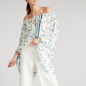 NWT Roland Mouret Blue floral print flowy Top US 6